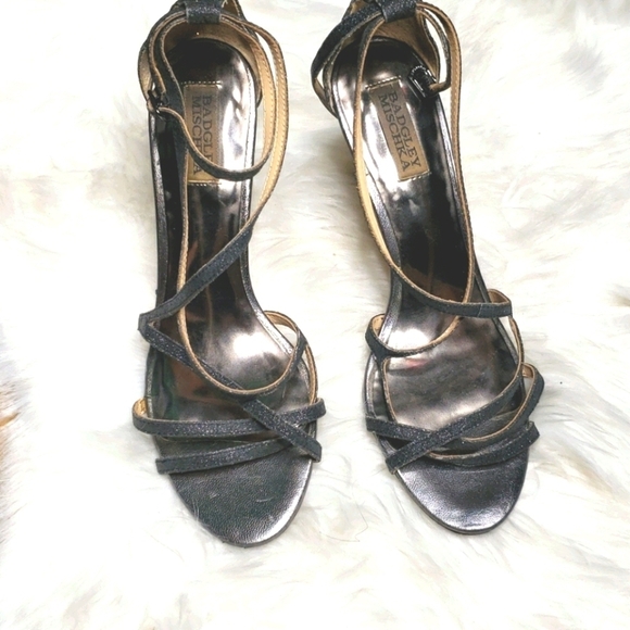 Badgley Mischka Landmark Black Glitter Sparkle Sandals - Picture 4 of 10